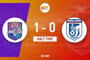 足球竞猜-半场-天津津门虎1-0大连英博 基莱斯世界波刘祝润禁区倒地未判罚