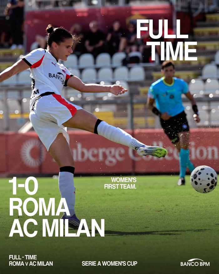 米兰女足0比1负罗马女足，止步意女足联赛杯第二轮